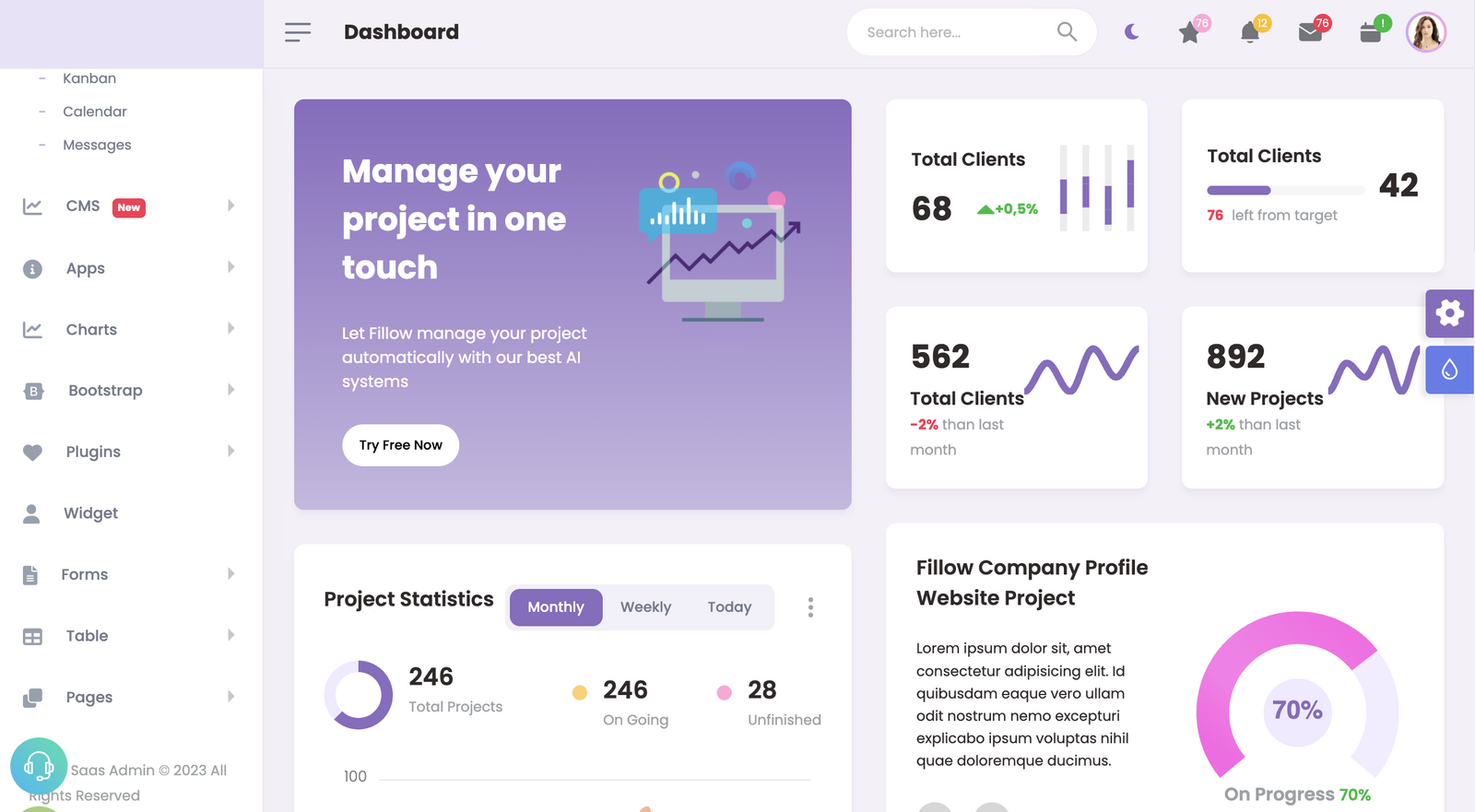 SaaS Analytics Dashboard — Laravel + Chart.js by WebexDigitals
